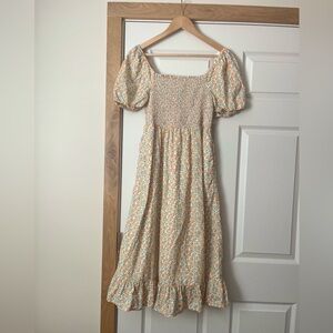 J. Crew Peach Print Puff Sleeve Sundress